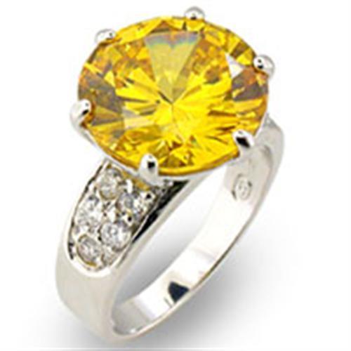 31219 High-Polished 925 Sterling Silver Ring with AAA Grade CZ in Citrine