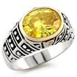 31419 Reverse Two-Tone 925 Sterling Silver Ring with AAA Grade CZ in Topaz