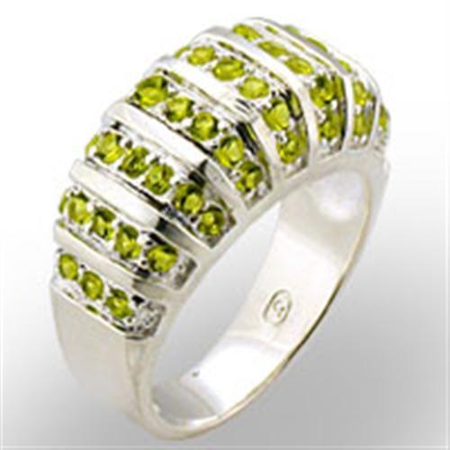 31814 High-Polished 925 Sterling Silver Ring with Synthetic in Peridot