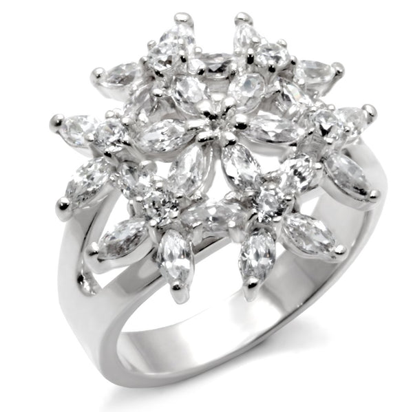 31820 High-Polished 925 Sterling Silver Ring with AAA Grade CZ in Clear