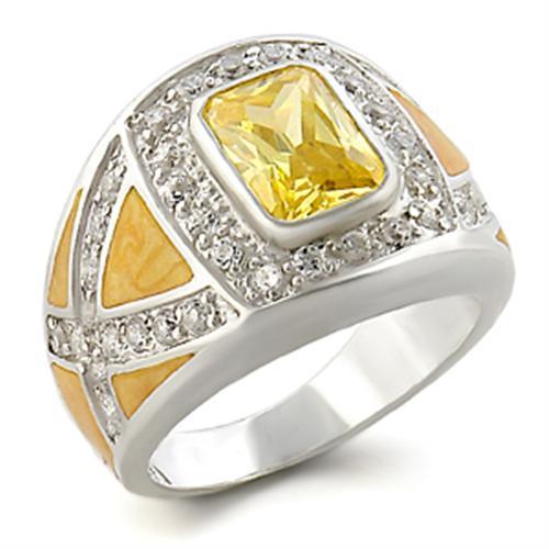 31825 High-Polished 925 Sterling Silver Ring with AAA Grade CZ in Citrine