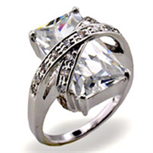 32103 High-Polished 925 Sterling Silver Ring with AAA Grade CZ in Clear
