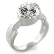 32125 High-Polished 925 Sterling Silver Ring with AAA Grade CZ in Clear