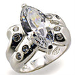 32127 High-Polished 925 Sterling Silver Ring with AAA Grade CZ in Clear