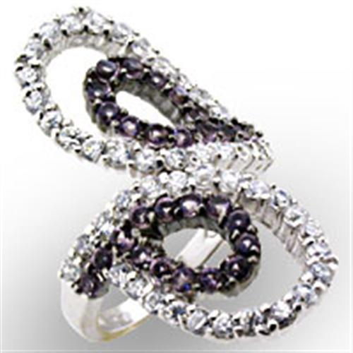 32518 High-Polished 925 Sterling Silver Ring with AAA Grade CZ in Amethyst