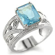 32835 High-Polished 925 Sterling Silver Ring with Synthetic in Sea Blue