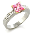 34104 Reverse Two-Tone 925 Sterling Silver Ring with AAA Grade CZ in Rose