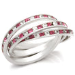 35110 High-Polished 925 Sterling Silver Ring with Top Grade Crystal in Rose