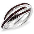 35113 High-Polished 925 Sterling Silver Ring with Top Grade Crystal in Garnet