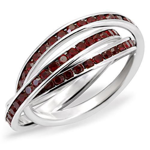 35119 High-Polished 925 Sterling Silver Ring with Top Grade Crystal in Siam