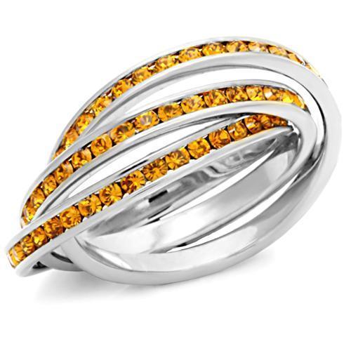 35123 High-Polished 925 Sterling Silver Ring with Top Grade Crystal in Topaz