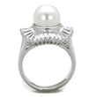 3W1073 Rhodium Brass Ring with Synthetic in White