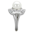 3W1073 Rhodium Brass Ring with Synthetic in White
