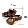 3W1172 IP Coffee light Brass Ring with AAA Grade CZ in Light Coffee