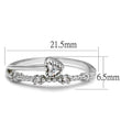 3W1223 Rhodium Brass Ring with AAA Grade CZ in Clear