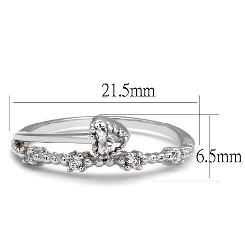 3W1223 Rhodium Brass Ring with AAA Grade CZ in Clear