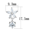 3W1281 Rhodium Brass Earrings with AAA Grade CZ in Clear