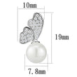3W1299 Rhodium Brass Earrings with Synthetic in White
