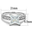 3w1349 Rhodium Brass Ring with AAA Grade CZ in Clear
