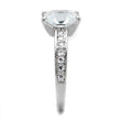 3w1349 Rhodium Brass Ring with AAA Grade CZ in Clear