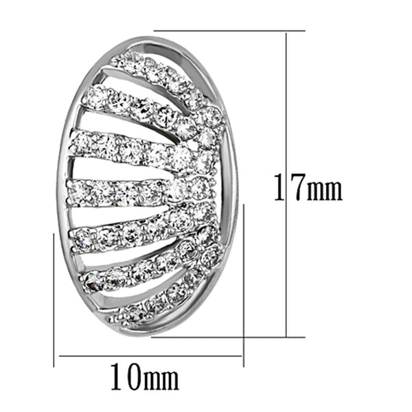 3W393 Rhodium Brass Earrings with AAA Grade CZ in Clear