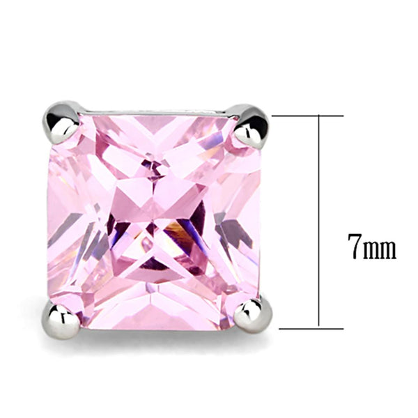 3W531 Rhodium Brass Earrings with AAA Grade CZ in Rose
