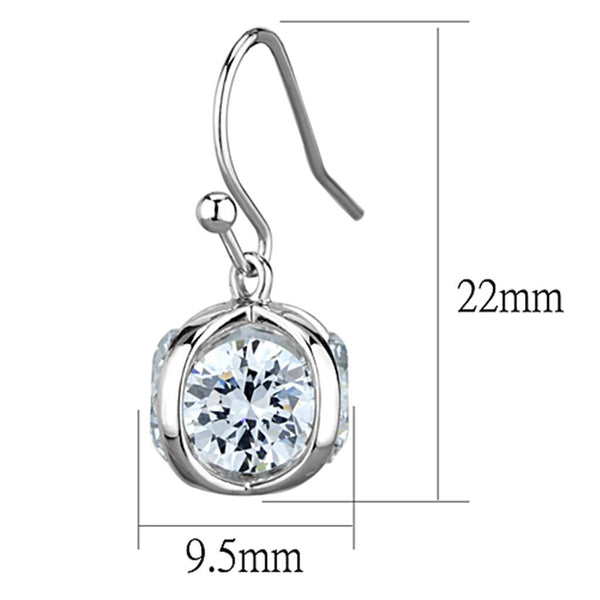 3W644 Rhodium Brass Earrings with AAA Grade CZ in Clear
