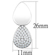 3W659 Rhodium Brass Earrings with AAA Grade CZ in Clear