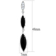 3W702 Rhodium Brass Earrings with Synthetic in Jet