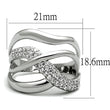 3W766 Rhodium Brass Ring with AAA Grade CZ in Clear