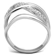 3W766 Rhodium Brass Ring with AAA Grade CZ in Clear