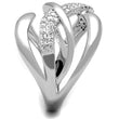 3W766 Rhodium Brass Ring with AAA Grade CZ in Clear