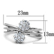 3W767 Rhodium Brass Ring with AAA Grade CZ in Clear