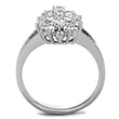 3W772 Rhodium Brass Ring with AAA Grade CZ in Clear