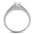 3W780 Rhodium Brass Ring with AAA Grade CZ in Clear