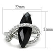 3W800 Rhodium Brass Ring with AAA Grade CZ in Jet