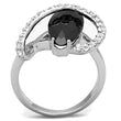 3W800 Rhodium Brass Ring with AAA Grade CZ in Jet