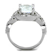 3W880 Rhodium Brass Ring with AAA Grade CZ in Clear