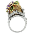 3W002 Gold+Ruthenium White Metal Ring with Top Grade Crystal in Citrine Yellow