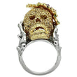 3W002 Gold+Ruthenium White Metal Ring with Top Grade Crystal in Citrine Yellow