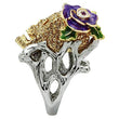 3W002 Gold+Ruthenium White Metal Ring with Top Grade Crystal in Citrine Yellow