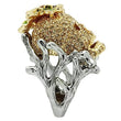 3W002 Gold+Ruthenium White Metal Ring with Top Grade Crystal in Citrine Yellow