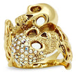 3W007 Gold White Metal Ring with Top Grade Crystal in Aurora Borealis (Rainbow Effect)