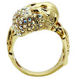 3W007 Gold White Metal Ring with Top Grade Crystal in Aurora Borealis (Rainbow Effect)