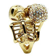 3W007 Gold White Metal Ring with Top Grade Crystal in Aurora Borealis (Rainbow Effect)