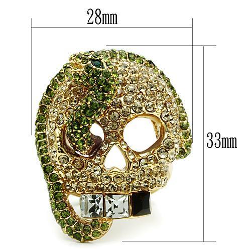 3W009 Gold White Metal Ring with Top Grade Crystal in Multi Color