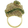 3W009 Gold White Metal Ring with Top Grade Crystal in Multi Color