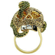 3W009 Gold White Metal Ring with Top Grade Crystal in Multi Color
