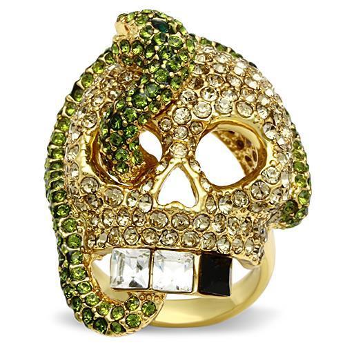 3W009 Gold White Metal Ring with Top Grade Crystal in Multi Color