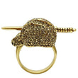 3W011 Gold White Metal Ring with Top Grade Crystal in Citrine Yellow